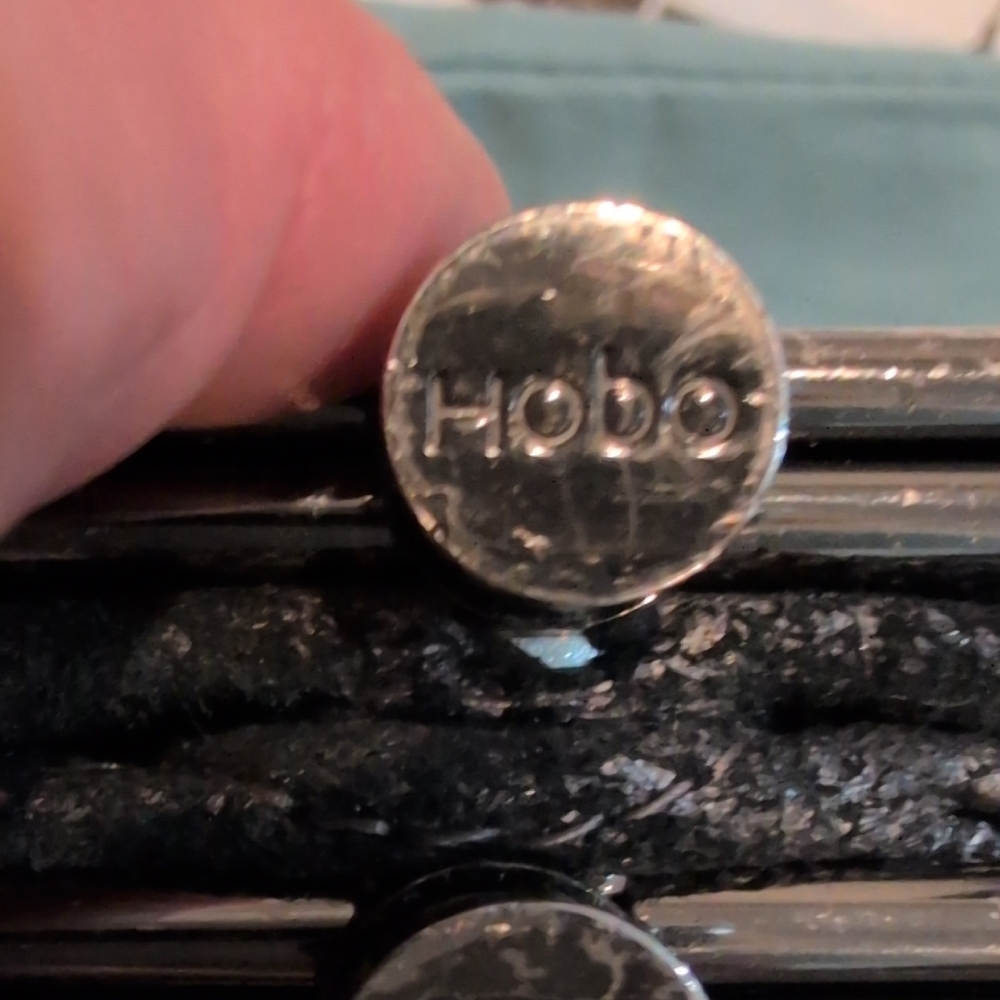 HOBO " The Original" Shimmering Black Leather Clutch And Dust Bag ! - Picture 2 of 16